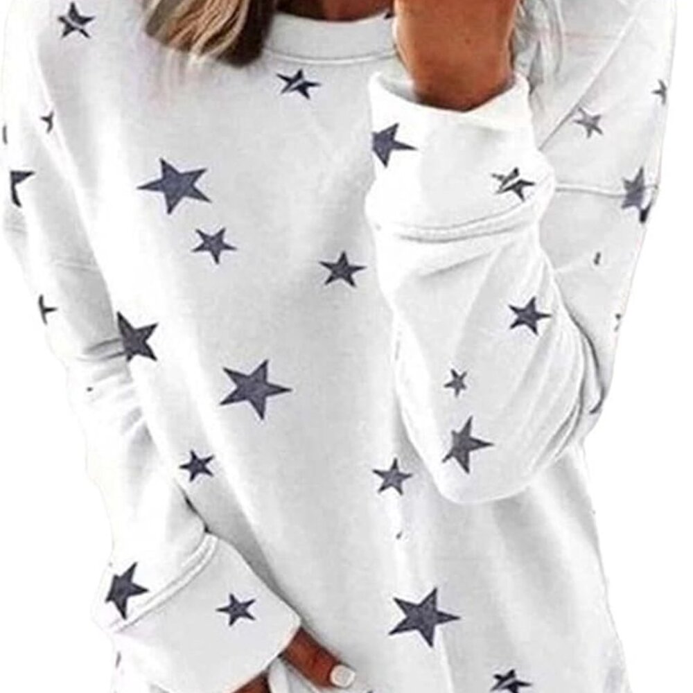 White sweatshirt with navy stars